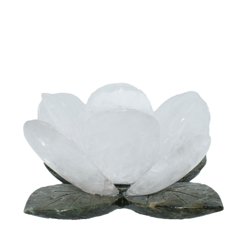 Bougeoir en Quartz Fleur — Décoration Spirituelle & Énergie Purifiante