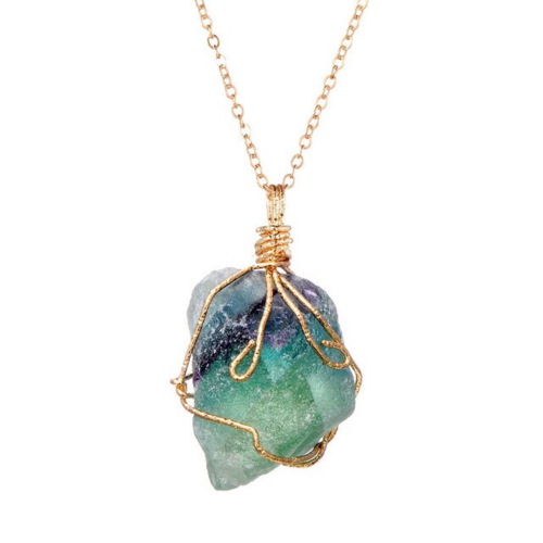 Collier Pendentif en Pierre Naturelle — Cristal de Guérison & Chakras