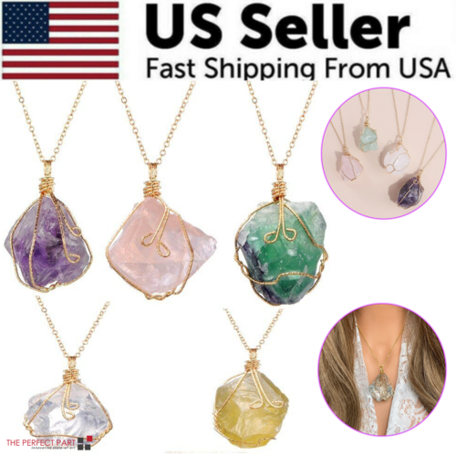 Collier Pendentif en Pierre Naturelle — Cristal de Guérison & Chakras