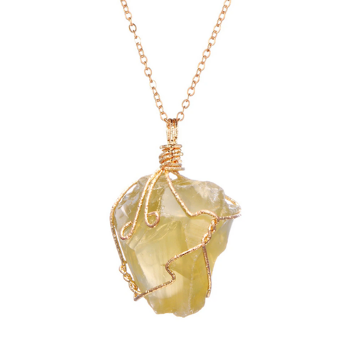 Collier Pendentif en Pierre Naturelle — Cristal de Guérison & Chakras