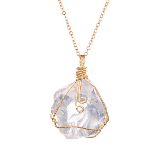 Collier Pendentif en Pierre Naturelle — Cristal de Guérison & Chakras