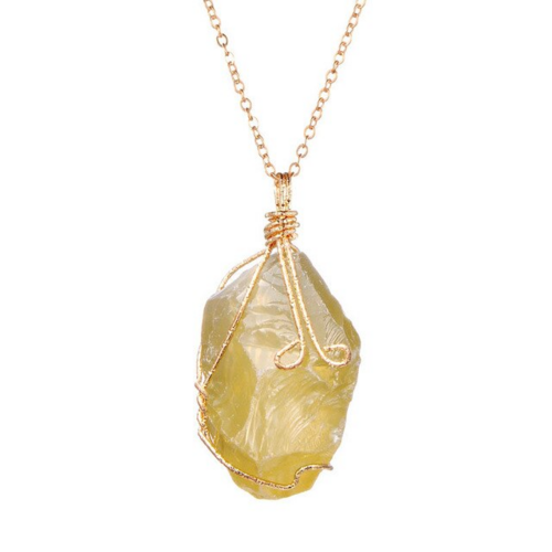 Collier Pendentif en Pierre Naturelle — Cristal de Guérison & Chakras