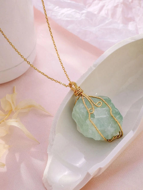Collier Pendentif en Pierre Naturelle — Cristal de Guérison & Chakras