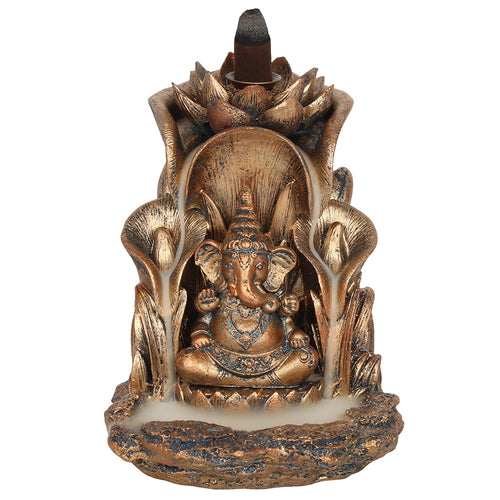Brûleur d'encens à reflux Ganesh en bronze