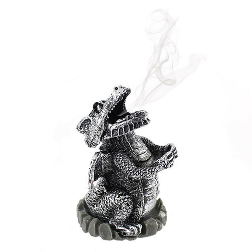 Porte-encens en cône Dragon Argenté