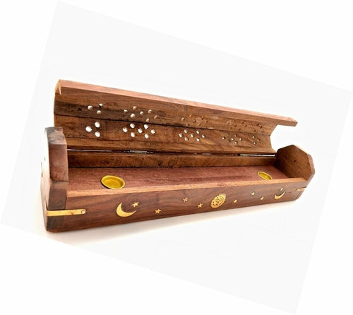 Encens en bois céleste et brûleur de cônes, attrape-cendres avec rangement - 18"