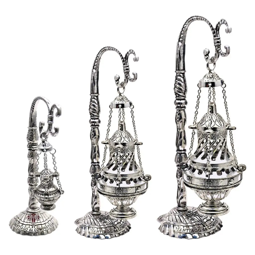 Brûleur d'encens exquis avec couvercle, cendrier d'église, décoration de cassolette