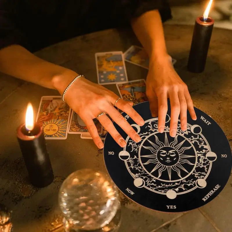 1pcs Wooden Pendulum Board Star Pendulum Board Dowsing Divination Board Energy Carven Plate Healing Meditation Board Ornament