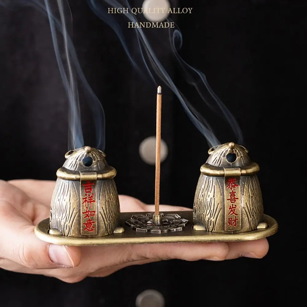 New Chinese Style Incense Burner Zinc Alloy Vertical Indoor Aromatherapy Good Symbolism Accessories Incense Burning Gifts