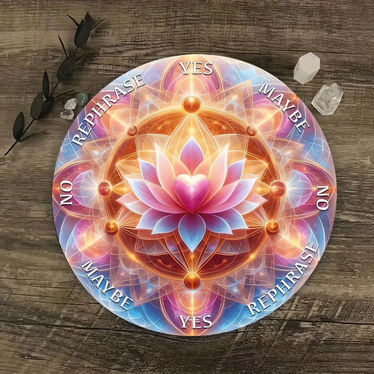 1pc Lotus Pendulum Divination Board Astrology Pendulum Mat with Crystal Ball Flower & Pendulum Swing for Spiritual Meditation