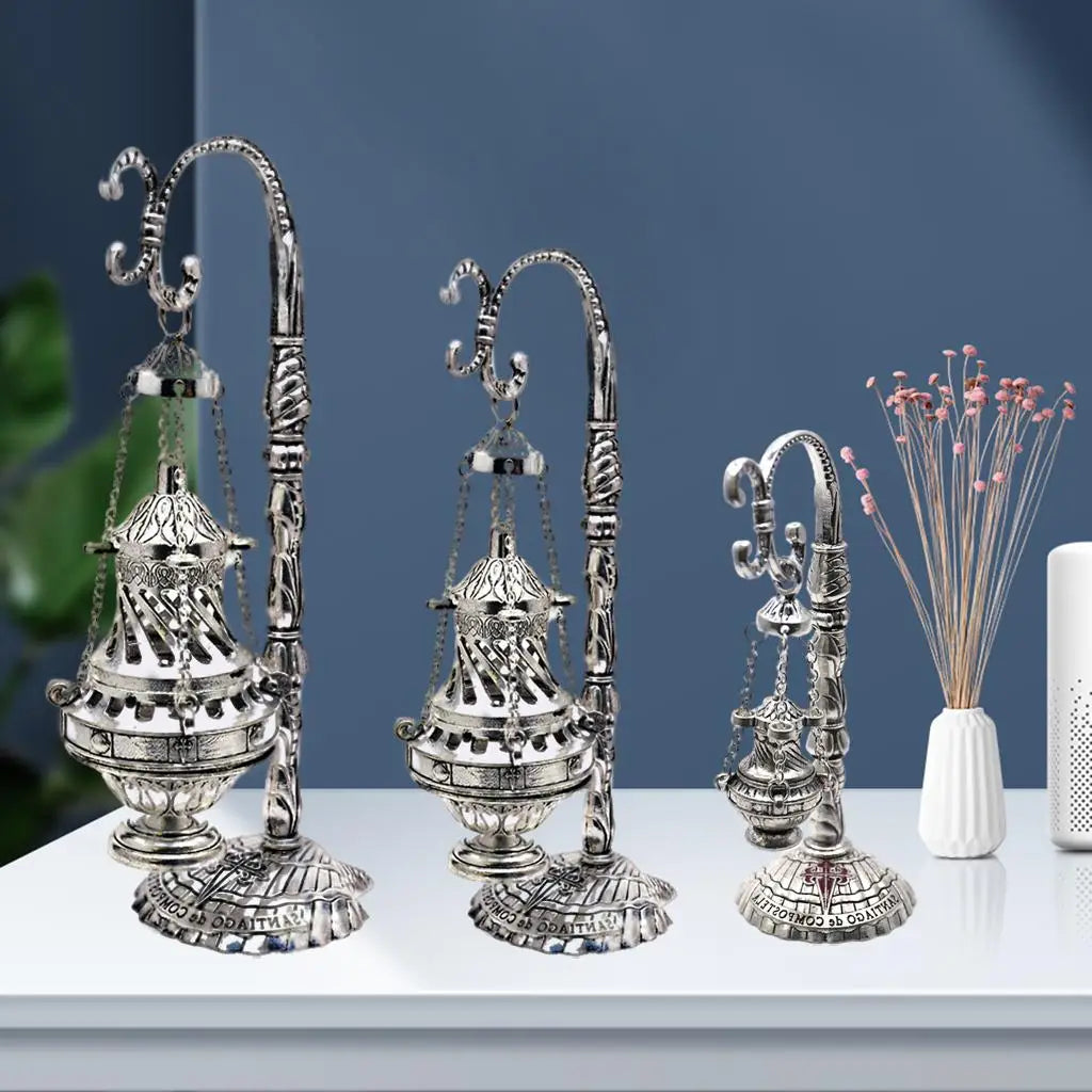 Brûleur d'encens exquis avec couvercle, cendrier d'église, décoration de cassolette