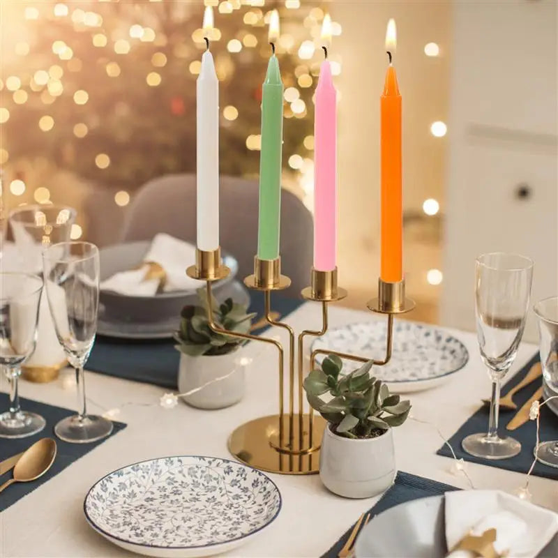 12pcs Taper Candles Household Colored Unscented Dinner Candles For Wedding Long-stem 16cm