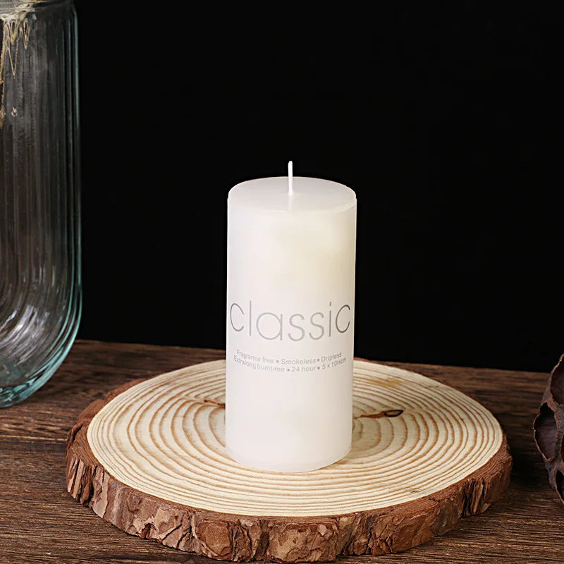 Classic European Ivory White Large Cylinder Candle Smokeless Tasteless Romantic Wedding Hotel Decoration Candle Holiday Supplies