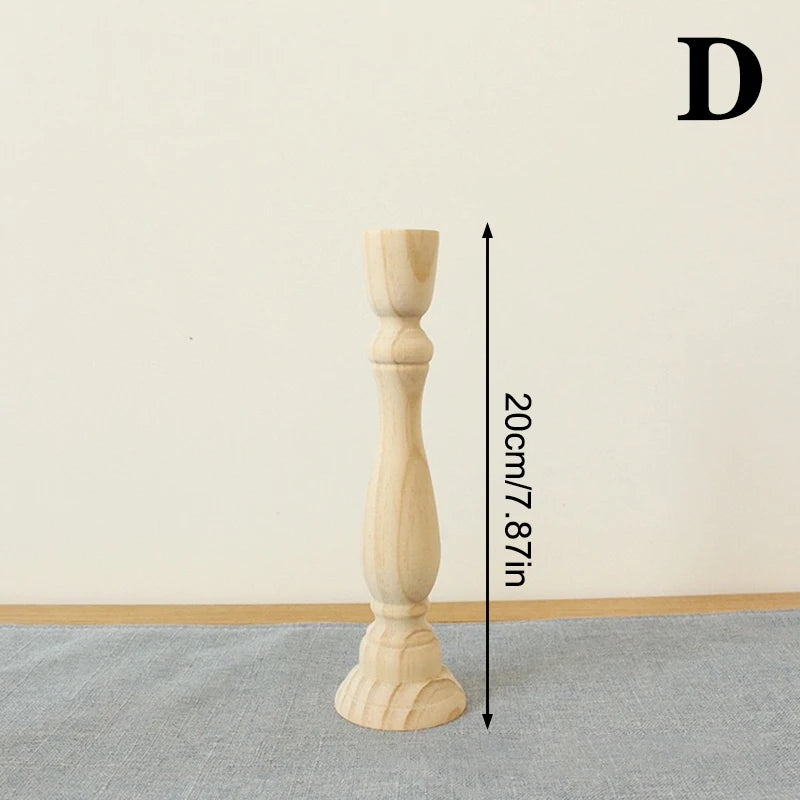 Wooden Candlesticks Unfinished Wood Candle Holder Pillar Taper Candle Stands For Wedding Party Birthday Home Table Decoration