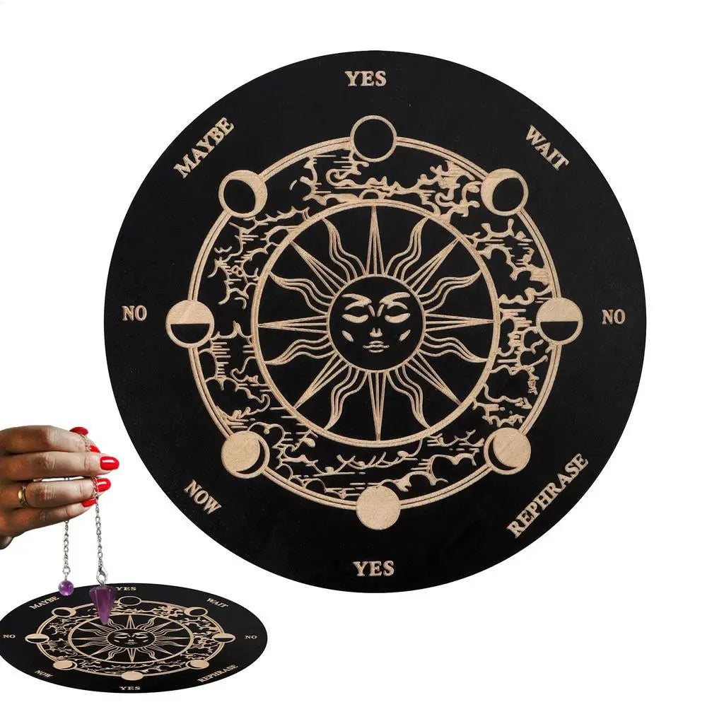 1pcs Wooden Pendulum Board Star Pendulum Board Dowsing Divination Board Energy Carven Plate Healing Meditation Board Ornament