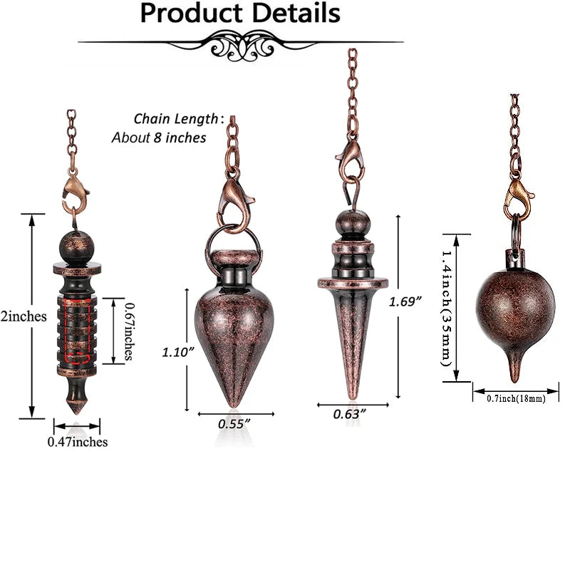 Copper Metal Pendulum for Dowsing Divination Energy Work Meditation Scrying Witchcraft Pendulums Tool Spiritual Pendulos X092