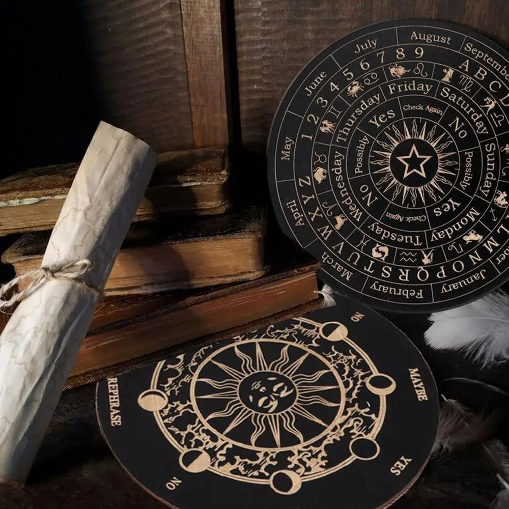 1pcs Wooden Pendulum Board Star Pendulum Board Dowsing Divination Board Energy Carven Plate Healing Meditation Board Ornament