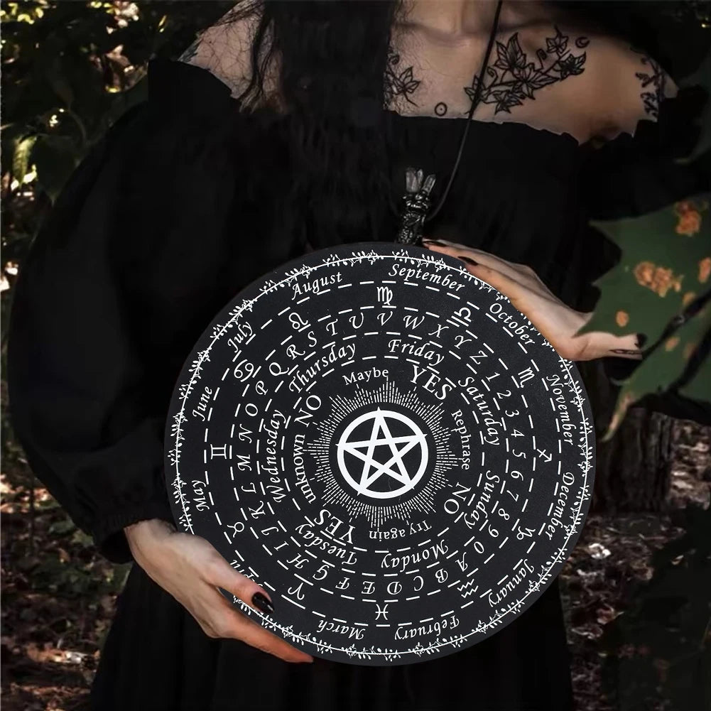25cm Round Seven Star Array Wooden Pendulum Board Altar Divination Supplies Pine Energy Board Home Ornamental Furnishings Crafts