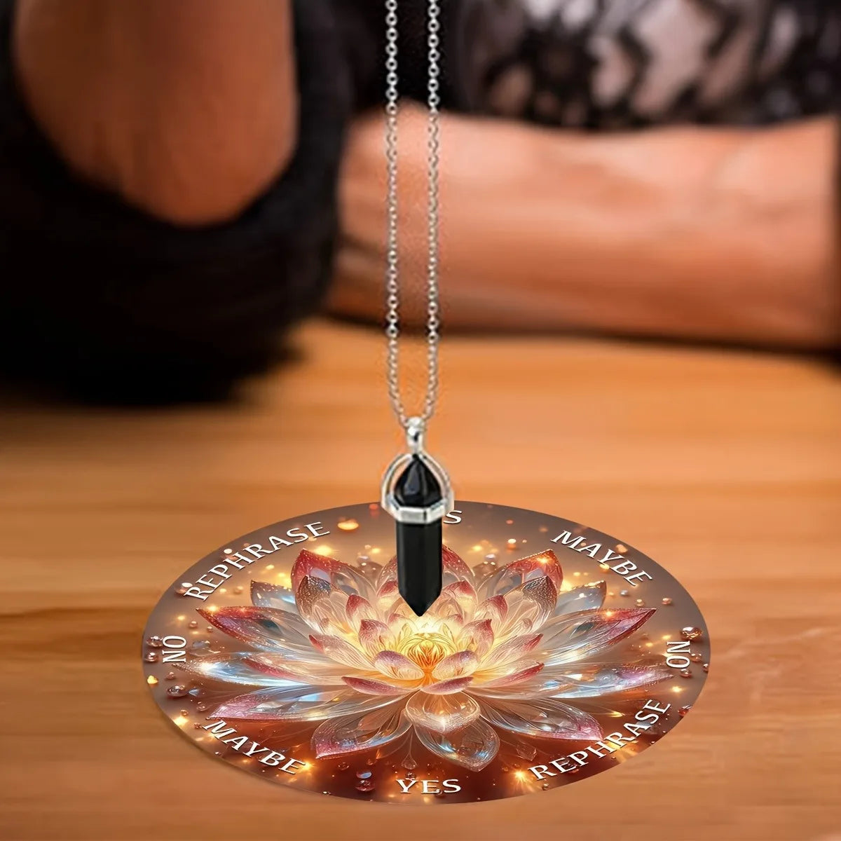 1pc Lotus Pendulum Divination Board Astrology Pendulum Mat with Crystal Ball Flower & Pendulum Swing for Spiritual Meditation