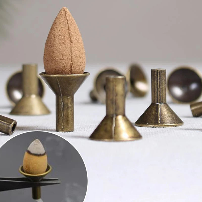 10pcs Mini Incent Stand Storage Metal Holder Burner Cone Coil Backflow Holders Stick Catcher Ash Waterfall Censer Filter