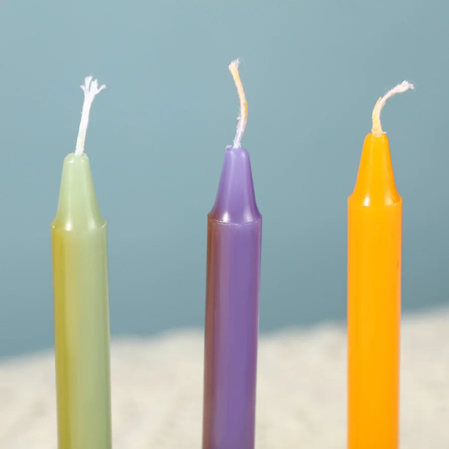 12pc/box  Unscented Assorted Colors Mini Taper Candle, Great For Emergency lighting, Rituals, Spells, Wax Play,Christmas Decor