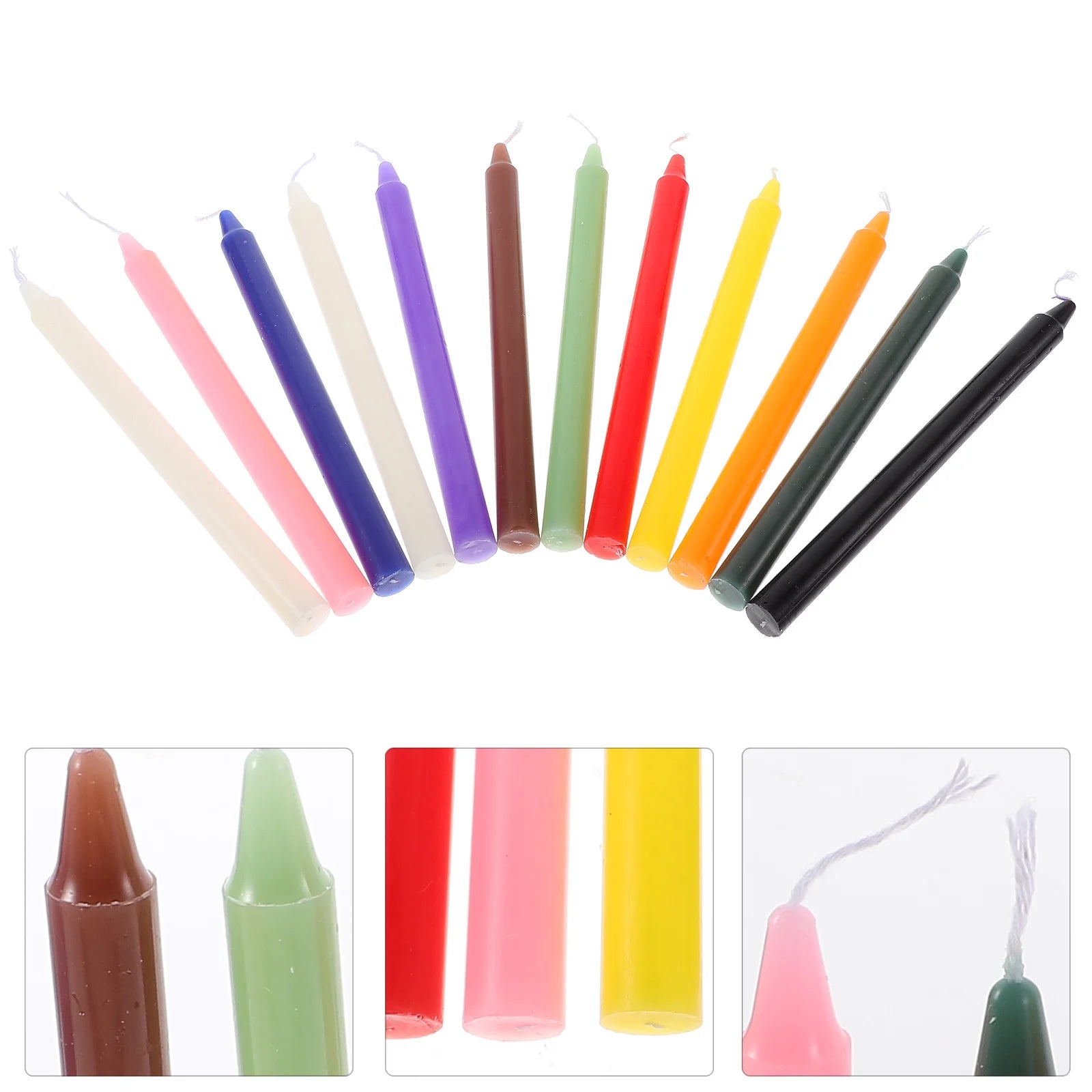 12pcs Taper Candles Household Colored Unscented Dinner Candles For Wedding Long-stem 16cm