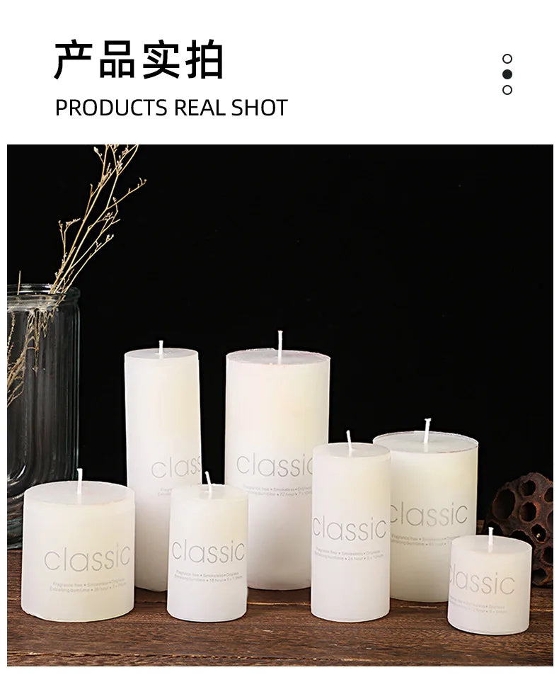 Classic European Ivory White Large Cylinder Candle Smokeless Tasteless Romantic Wedding Hotel Decoration Candle Holiday Supplies