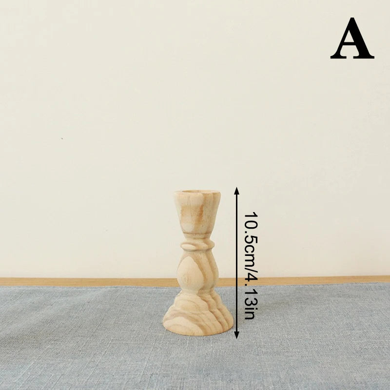Wooden Candlesticks Unfinished Wood Candle Holder Pillar Taper Candle Stands For Wedding Party Birthday Home Table Decoration