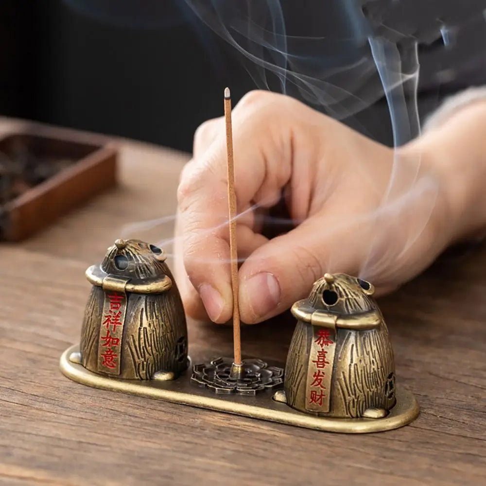 New Chinese Style Incense Burner Zinc Alloy Vertical Indoor Aromatherapy Good Symbolism Accessories Incense Burning Gifts