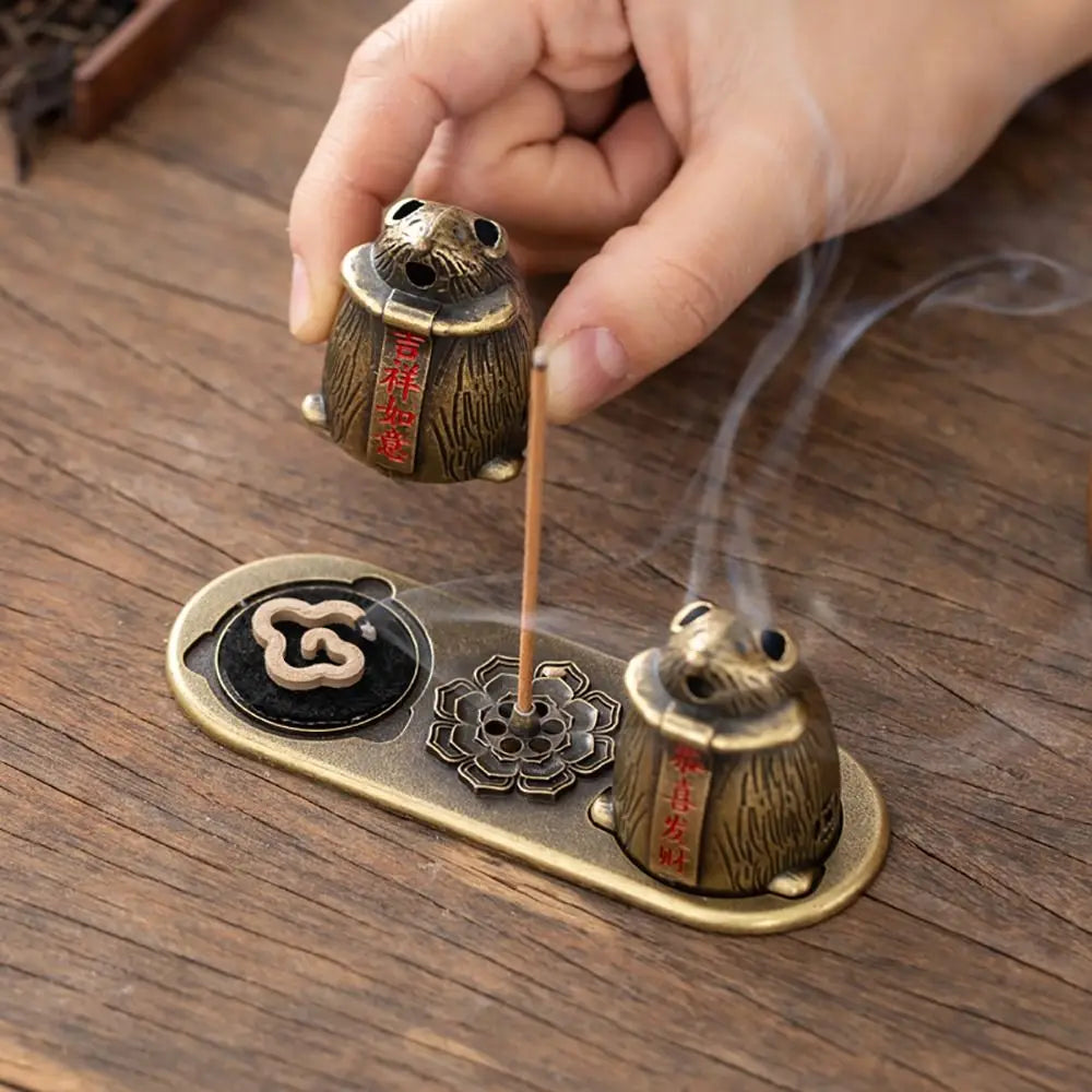 New Chinese Style Incense Burner Zinc Alloy Vertical Indoor Aromatherapy Good Symbolism Accessories Incense Burning Gifts