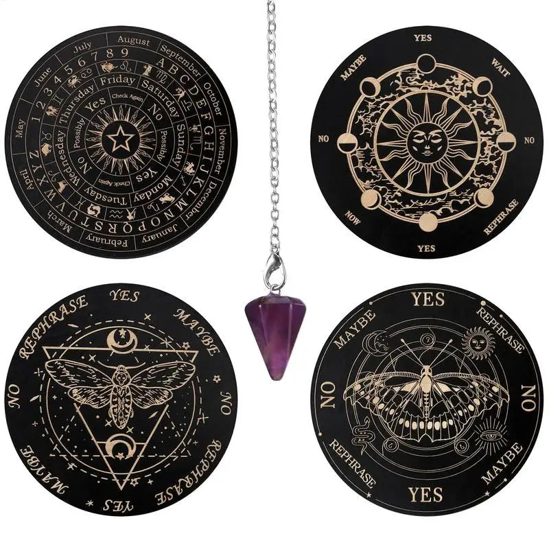 1pcs Wooden Pendulum Board Star Pendulum Board Dowsing Divination Board Energy Carven Plate Healing Meditation Board Ornament
