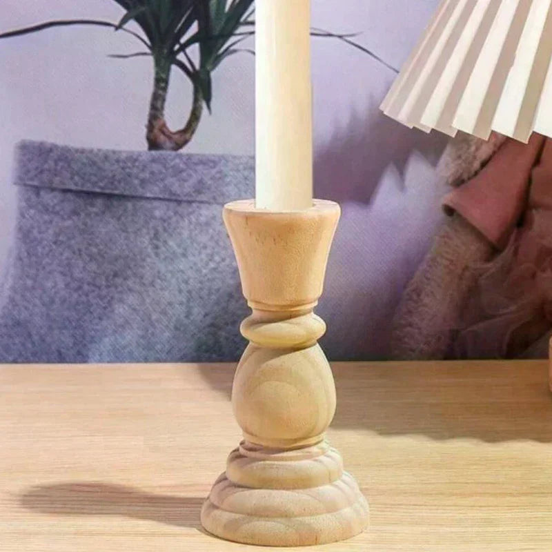 Wooden Candlesticks Unfinished Wood Candle Holder Pillar Taper Candle Stands For Wedding Party Birthday Home Table Decoration