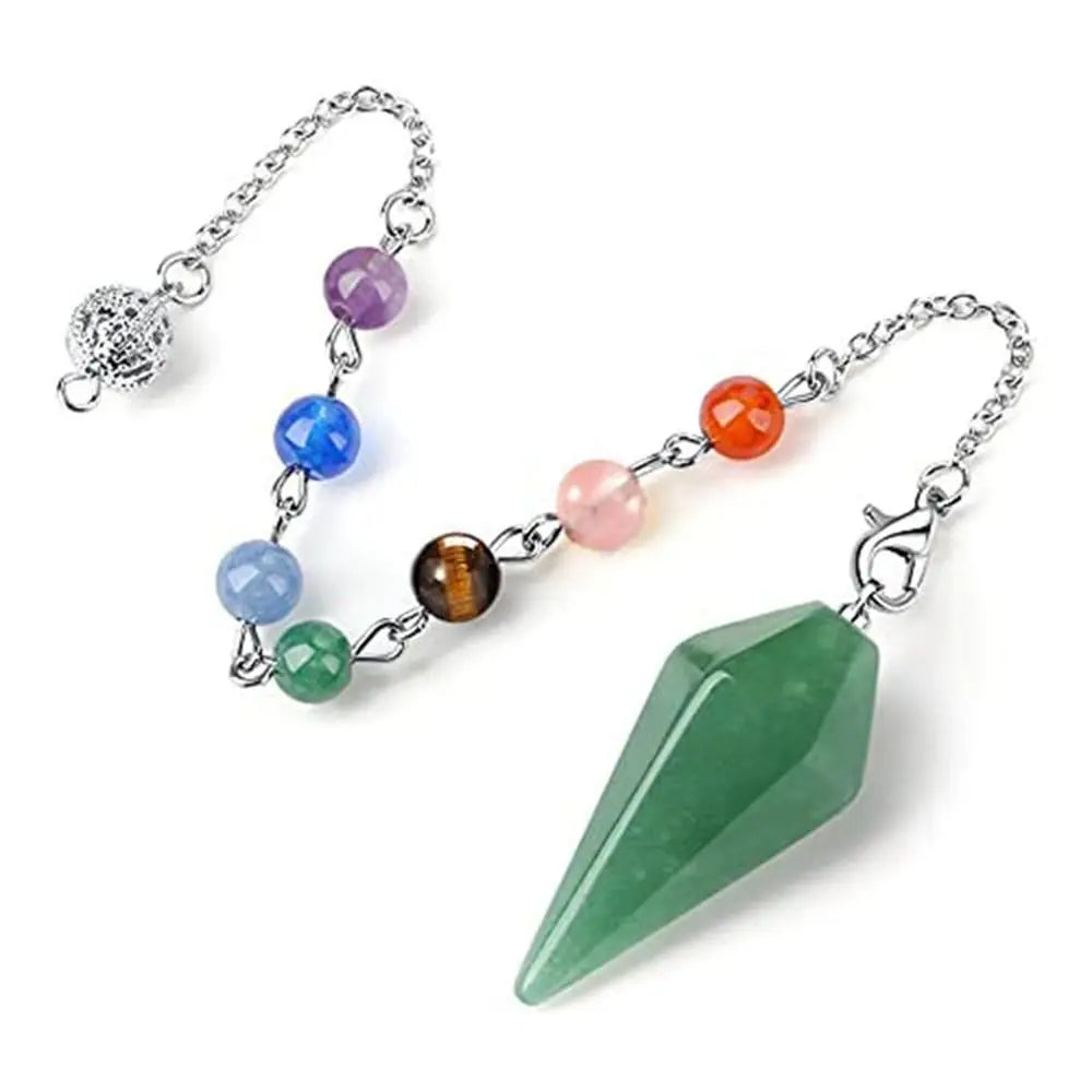 Reiki Healing Pendulum Divination Dowsing Pendulum Healing Chain Natural Stone Hexagon Pyramid Pendant Reiki Pendulum Pendant