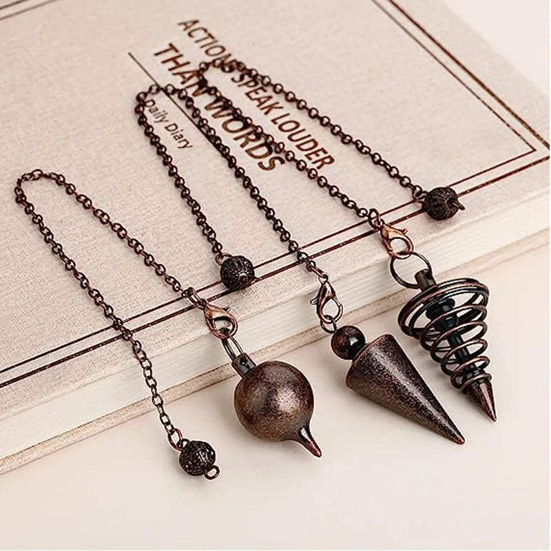 Copper Metal Pendulum for Dowsing Divination Energy Work Meditation Scrying Witchcraft Pendulums Tool Spiritual Pendulos X092