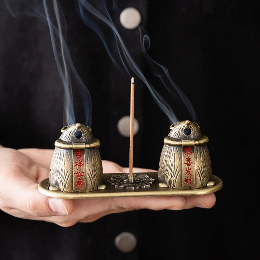 New Chinese Style Incense Burner Zinc Alloy Vertical Indoor Aromatherapy Good Symbolism Accessories Incense Burning Gifts