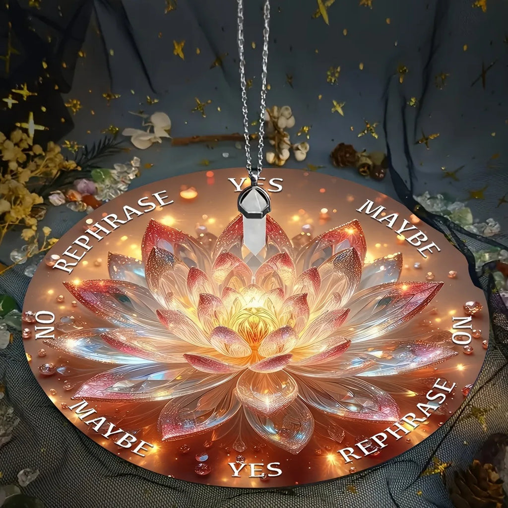 1pc Lotus Pendulum Divination Board Astrology Pendulum Mat with Crystal Ball Flower & Pendulum Swing for Spiritual Meditation