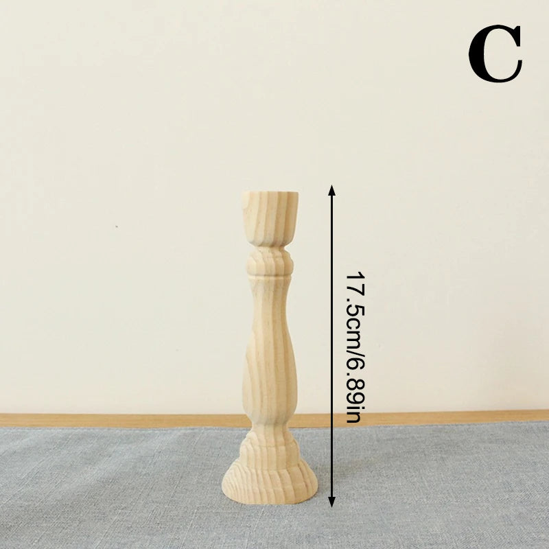 Wooden Candlesticks Unfinished Wood Candle Holder Pillar Taper Candle Stands For Wedding Party Birthday Home Table Decoration