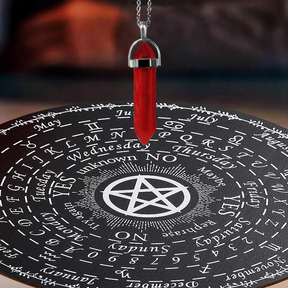 25cm Round Seven Star Array Wooden Pendulum Board Altar Divination Supplies Pine Energy Board Home Ornamental Furnishings Crafts