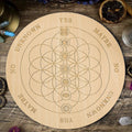 20cm Round Wooden Pendulum Board Geometric Flower of Life Chakra Magics Meditation Decision Plate Spirit Wiccan Ritual Supplies