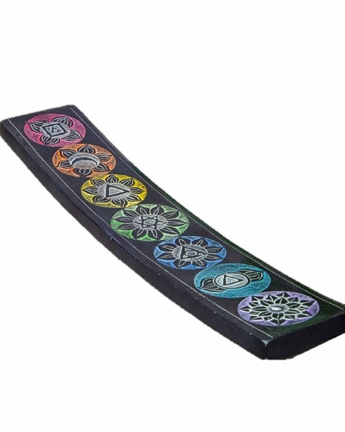 Brûleur d'encens en pierre à savon des sept chakras