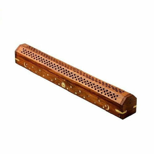 Encens en bois céleste et brûleur de cônes, attrape-cendres avec rangement - 18"